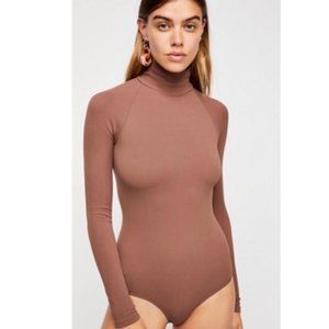 NEW Intimately Free People seamless turtle neck brown bodysuit